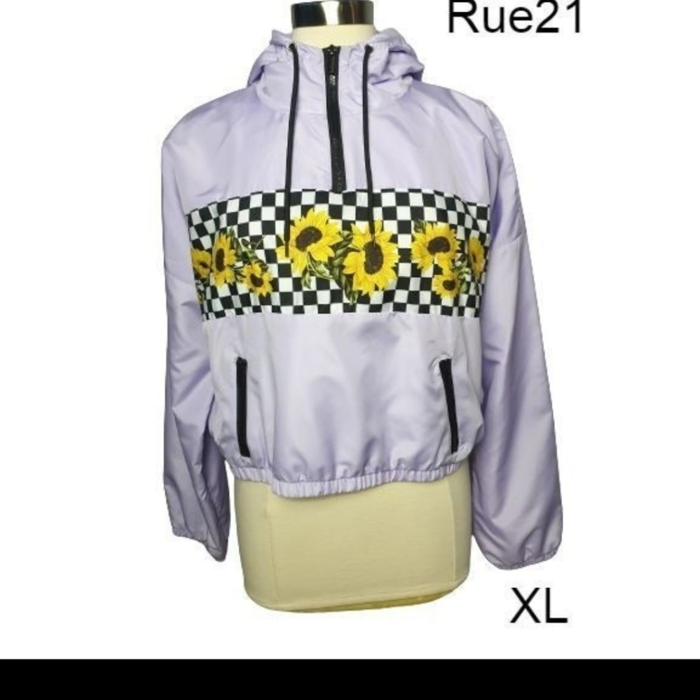 Rue 21 womans purple sunflower pullover jacket XL